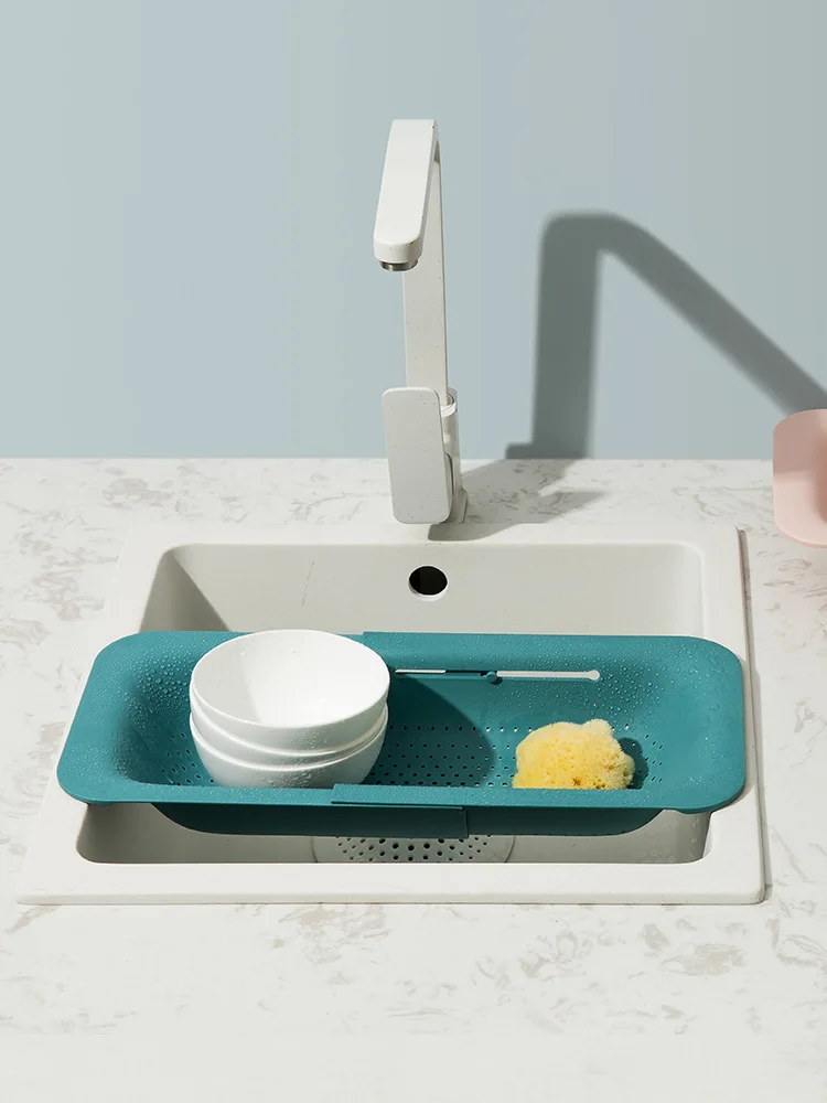 

Household Telescopic Sink Drain Basket Plastic Wash Basin Rack Kitchen Supplies Sink Basket Sponge Storage Kitchen Organizer