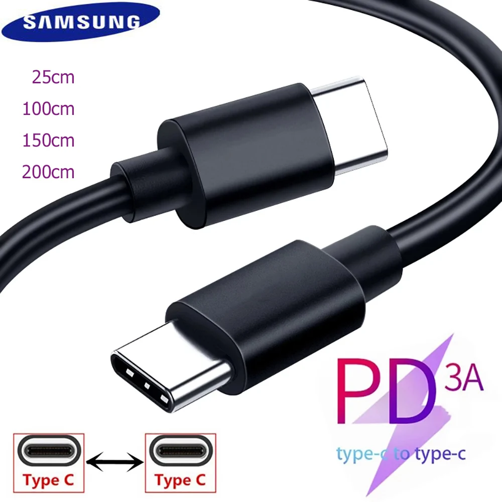 

Samsung Cable Type C Original Pd USB C To USB C 25W 45W Super Fast Charging 3A For Galaxy S21 S22 5G S20 Note 20 10 A71 Tab S7 8