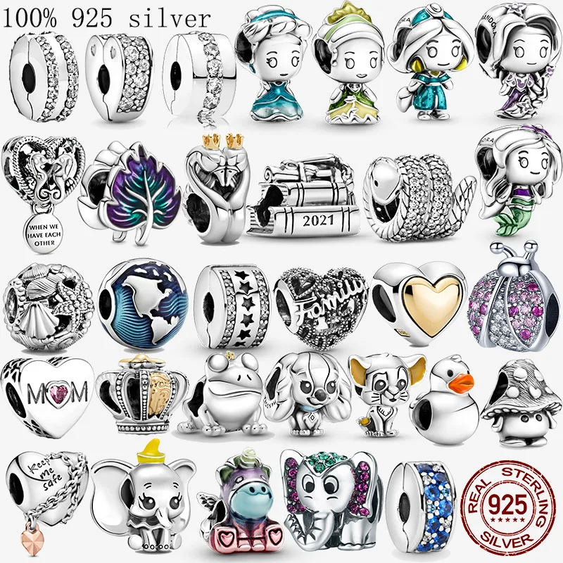

925 Silver New Safety Chain Moon Flower Butterfly Queen Bead Fit Pandora Original Bracelet Charms Beads For Women DIY Jewelry