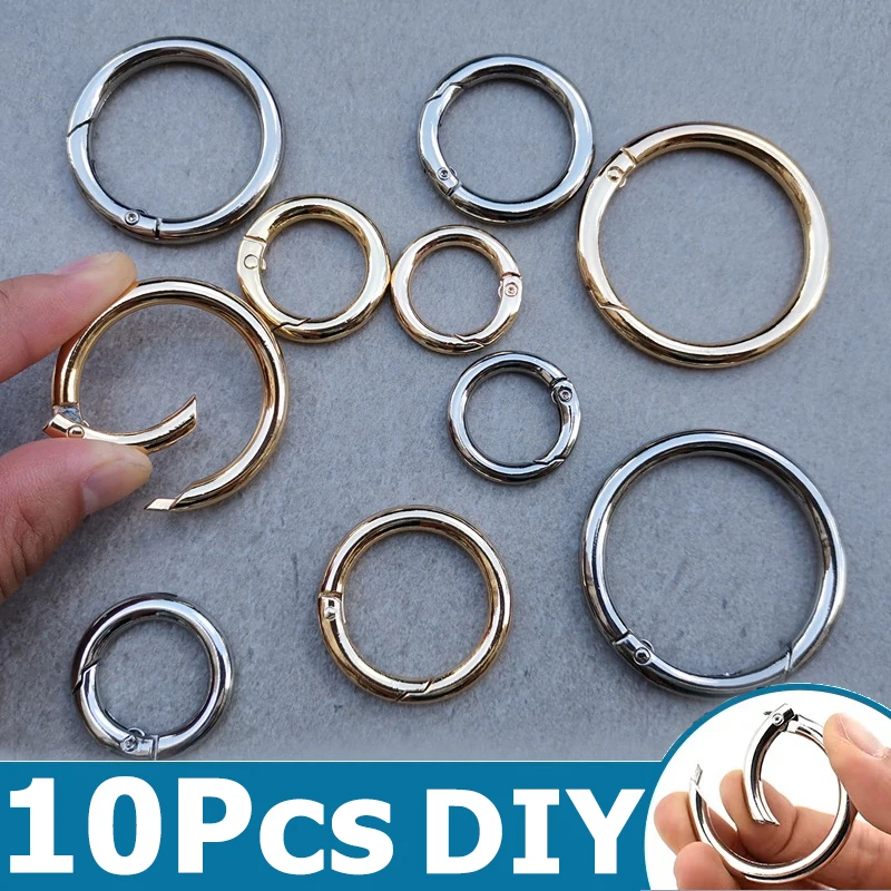 

10Pcs Spring O-Ring Buckles Clips Carabiner Purses Handbags Round Push Trigger Snap Hooks For DIY jewellery Making Accessories