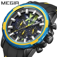 megir new fashion mens luminous sports waterproof personality quartz wrist timer calendar silicone watches reloj hombre 2133