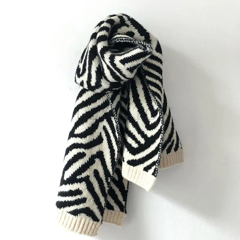 

Scarves Women Zebra-printing Design Korean Style Vintage Winter Cozy Fashion Leisure College All-match Outdoor Ladies Femme Ins