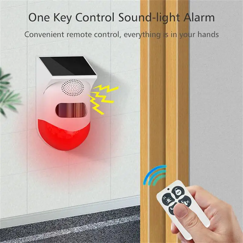 

RF433 Solar Powered Wireless Infrared Motion Sensor Detector Siren Strobe Alarm System Waterproof For Home Yard Outdoor Security