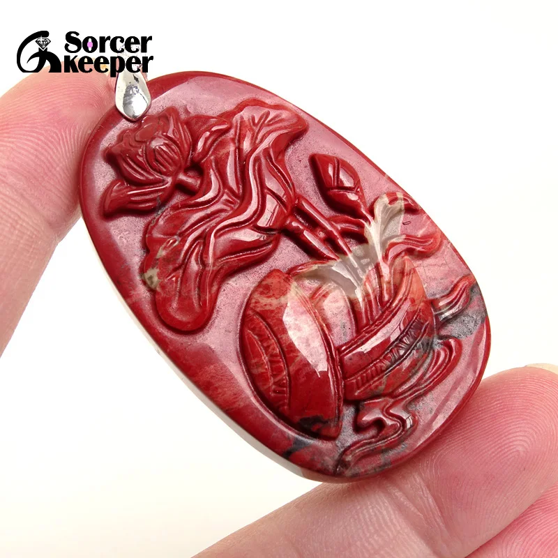 1 шт. ручная работа цветок лотоса натуральная красная яшма искусственная для