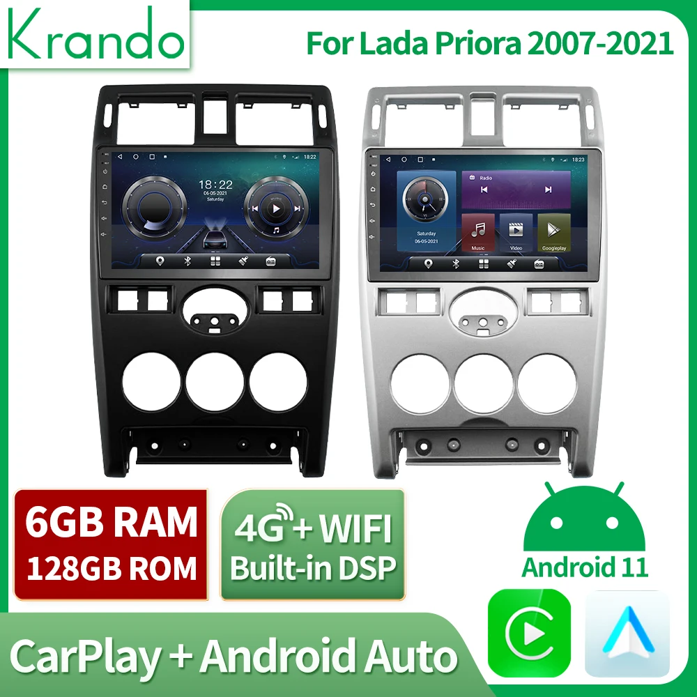 

Krando For Lada Priora 2007-2021 Android 4G Carplay 2Din Autoradio GPS Navigation Car Multimedia Player Radio Head Unit With BT