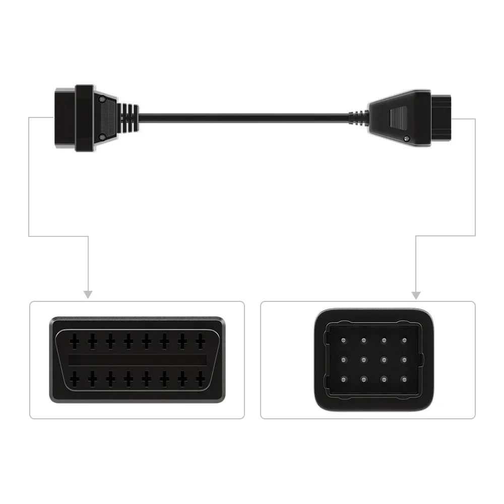 Новый диагностический кабель OBD2 для Renault 12 Pin к OBDII 16 Female с гнездовым разъемом