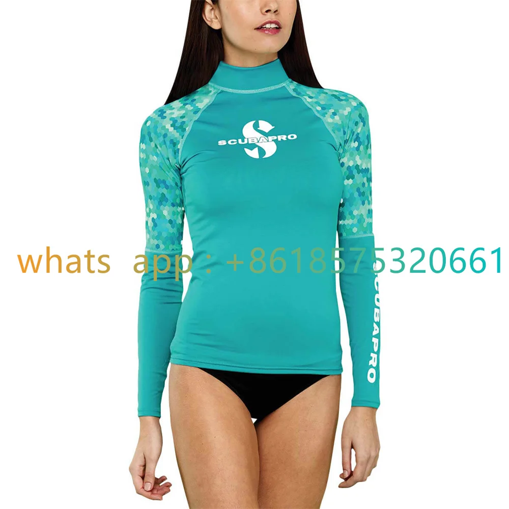 

2023 Women Printed Rash Guard Long Sleeve UV Sun Protection Surf T Shirts Skin Dive Top Beach Swimwear Surfing Clothes Floatsuit