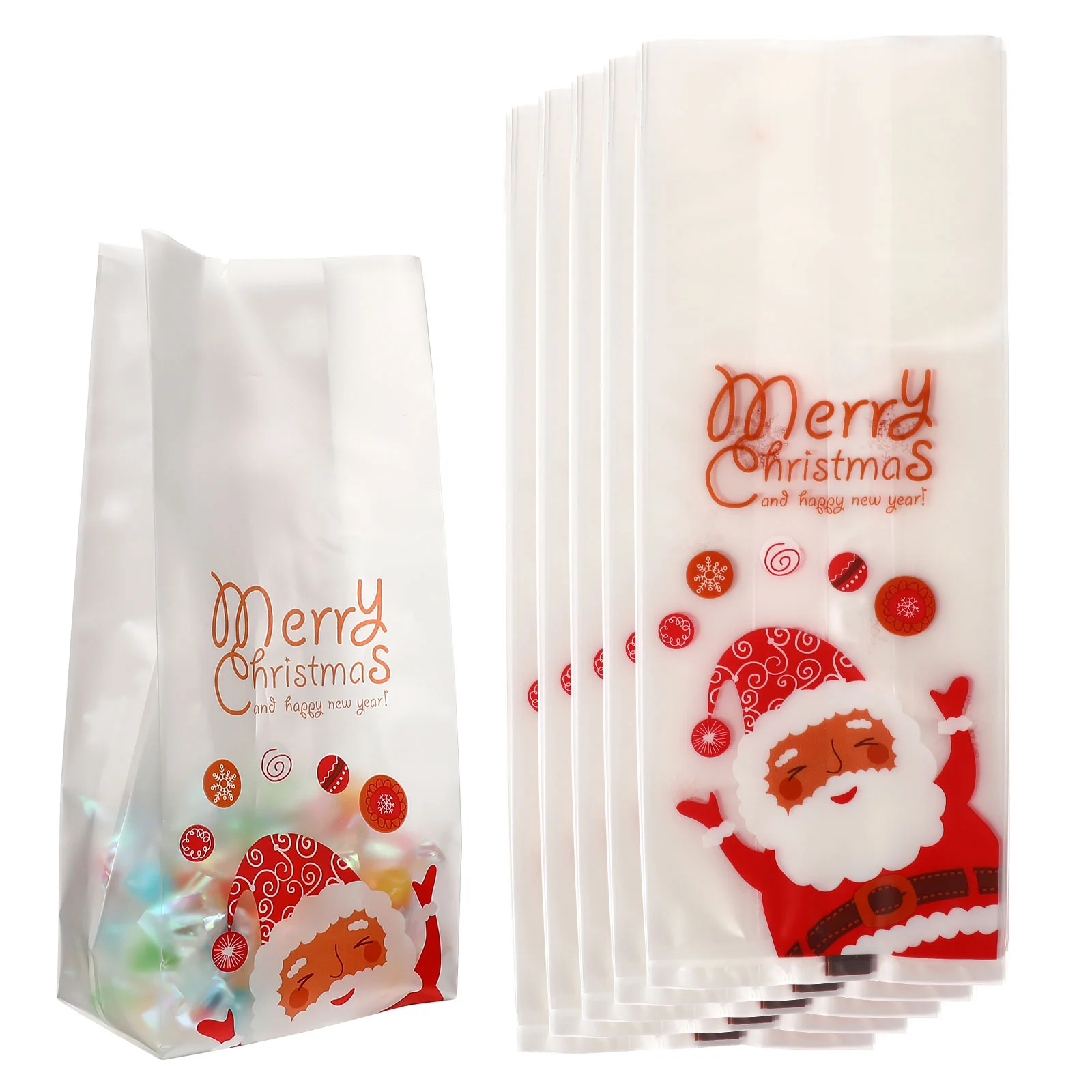 

Christmas Candy Treat Gift Cellophane Goodie Cookie Pouches Biscuit Favor Packaging Kids Wrappers Santa Claus Thanksgiving Box