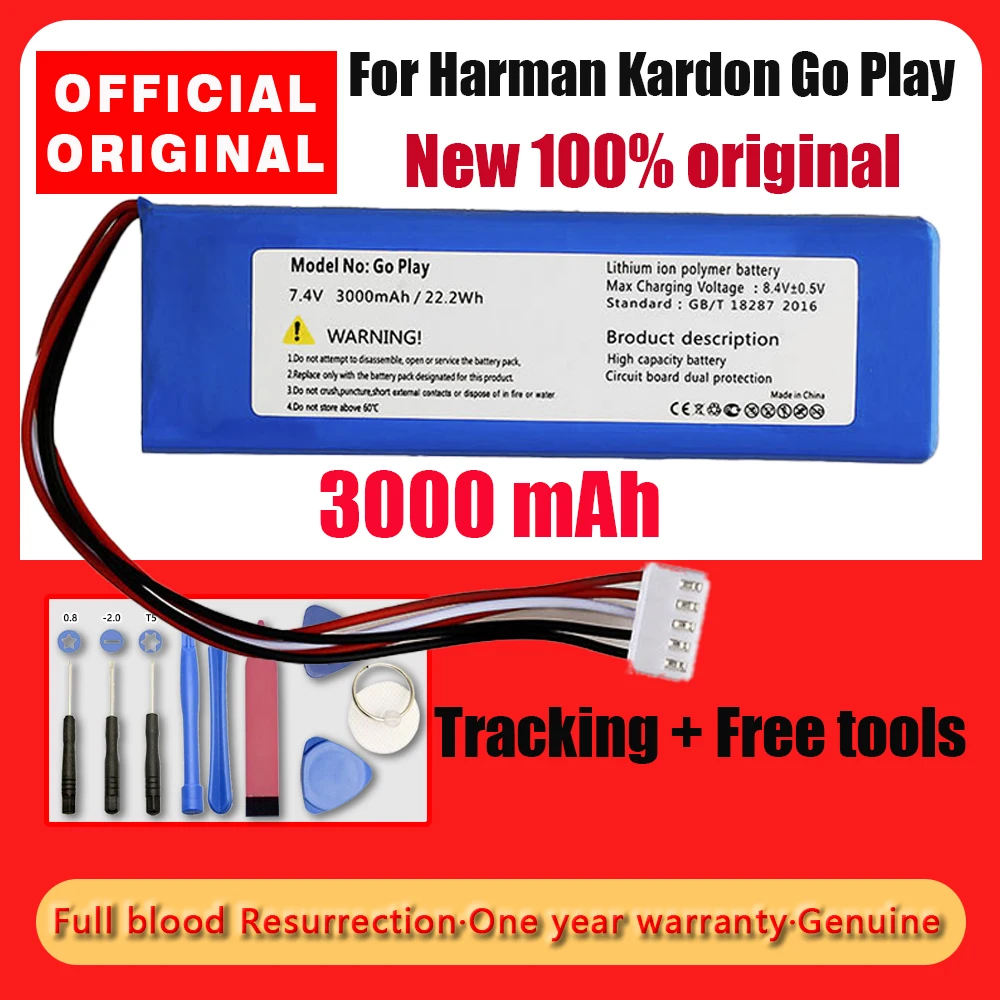 

100% Original New 3000mAh GSP1029102 01 Battery for Harman Kardon Go Play Mini for JBL Go Play CP-HK06 Bluetooth Speaker Battery
