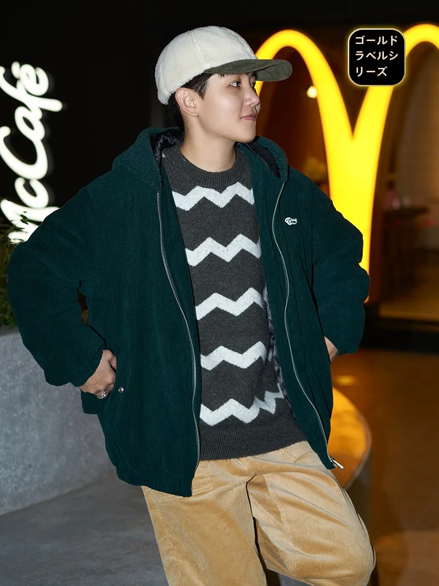 [В наличии] Cookawu Зимняя черновато-зеленая вельветовая лоскутная берберская