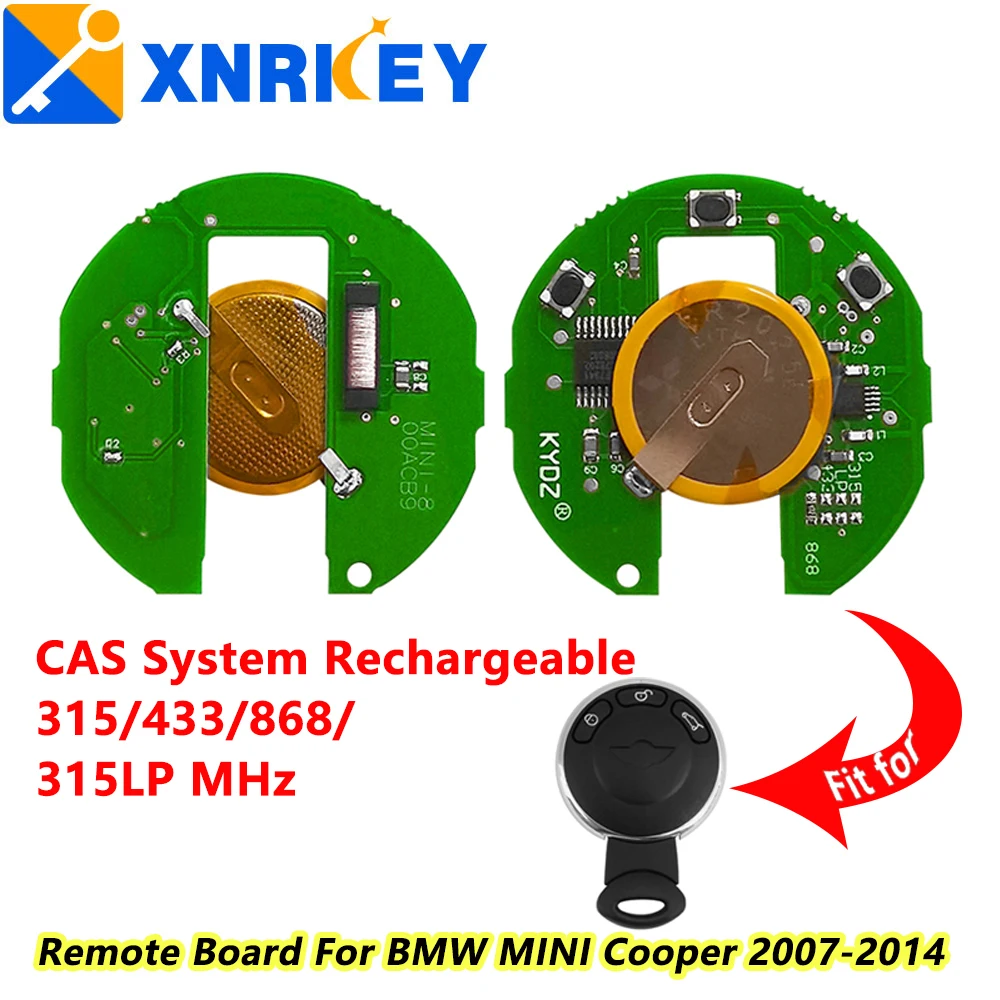 

XNRKEY CAS System Smart Remote Circuit Board for BMW Mini Cooper 2007-2014 315/433/868/315LPMhz with Rechargeable Battery