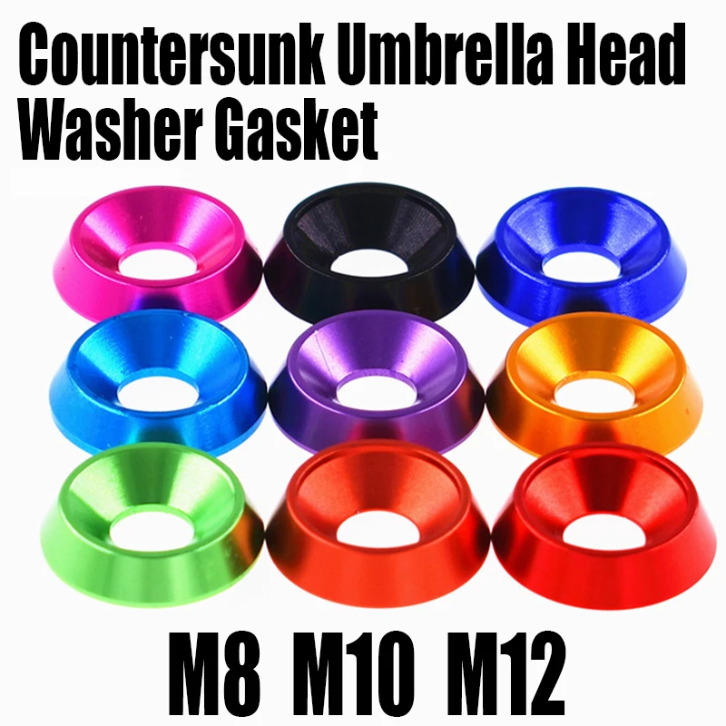 

2PCS M8 M10 M12 Aluminum Colourful Countersunk Umbrella Flat Head Screw Concave Conical Decorative Groove Washer Gasket