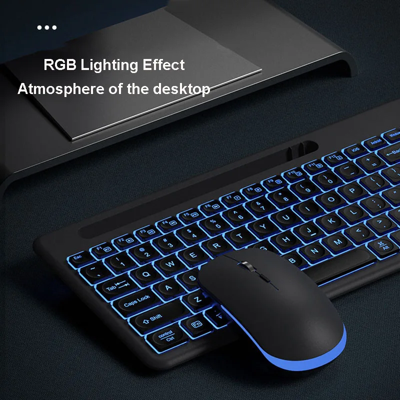 Беспроводная клавиатура RGB Mute маленькая свежая и подсветка мыши бесшумная