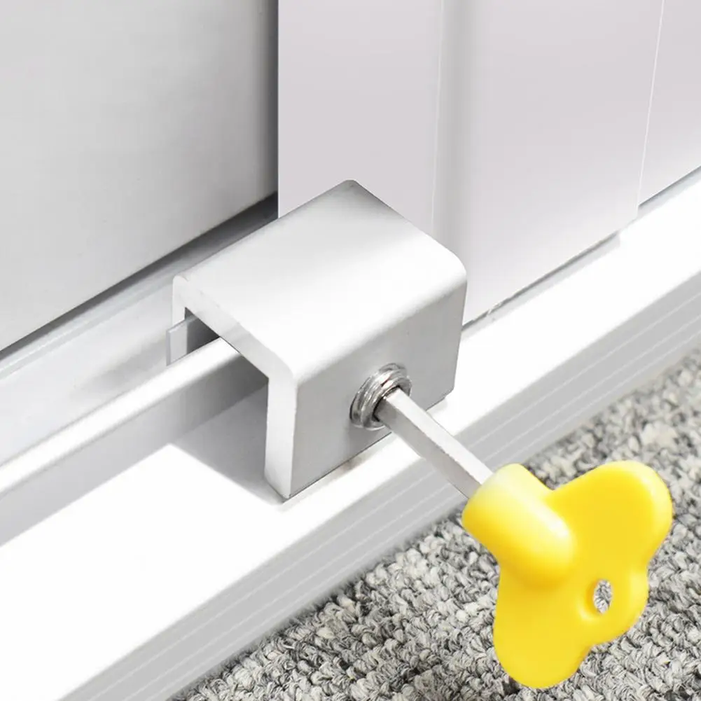 

1PC Anti-theft Door Lock Aluminum Shutter Lock Security Latches Sliding Sash Stopper Child Safety Limit Lock Safety Key Lock