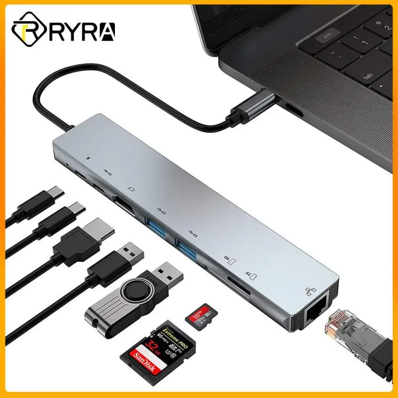 

RYRA 8 IN 1 USB3.0 Hubs Docking Station Type-c To HDMI-compatible Network Port PD SD/TF Card Reader Docking Station USB3.0 Hub