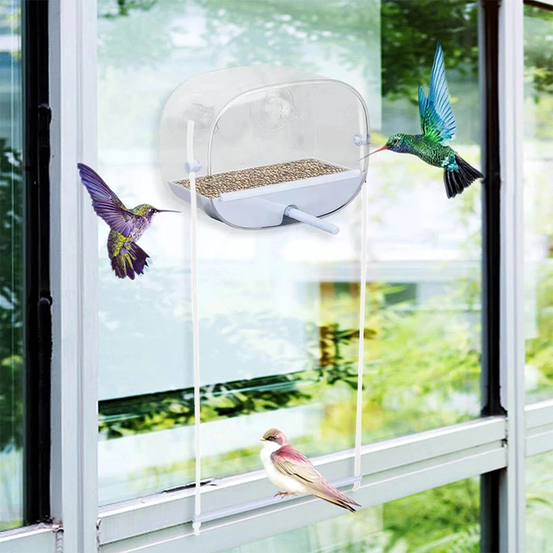 Window Mount With Strong Suction Cup Seed Tray Outdoor Bird 