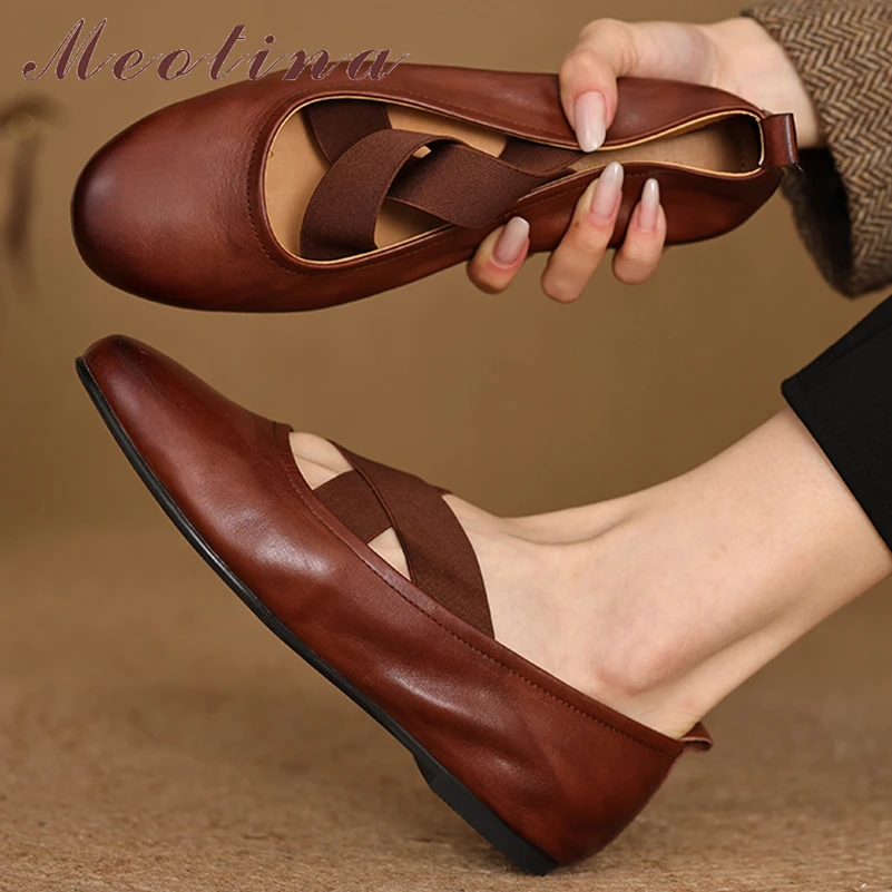 Meotina/женские перчатки из натуральной кожи Мэри Джейн с круглым носком на плоской