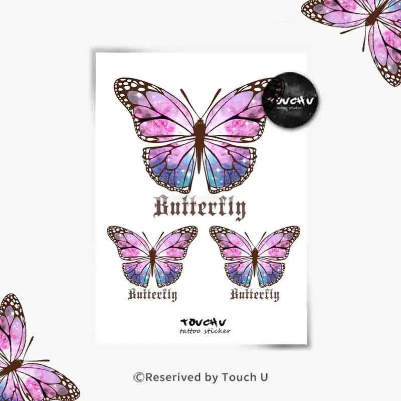 

2/5 шт., японские водостойкие тату-наклейки со звездами и бабочками