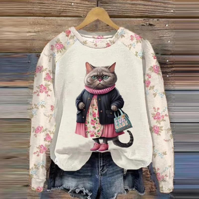 

Женская футболка с круглым вырезом и длинным рукавом