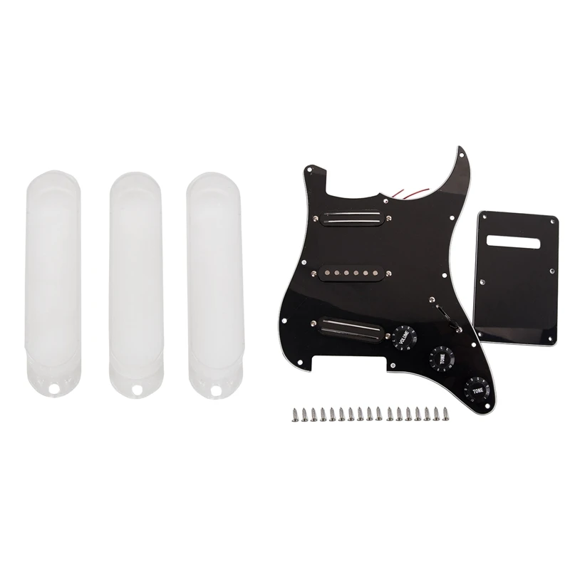 

Transparent Closed Single Coil Pickup Covers & Black 3-Ply Sss Dual Rail Pickups Loaded Prewired Guitar Pickguards