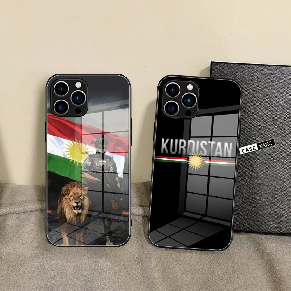 Чехол для телефона со львом и флагом Курдистана, стеклянный чехол для ...