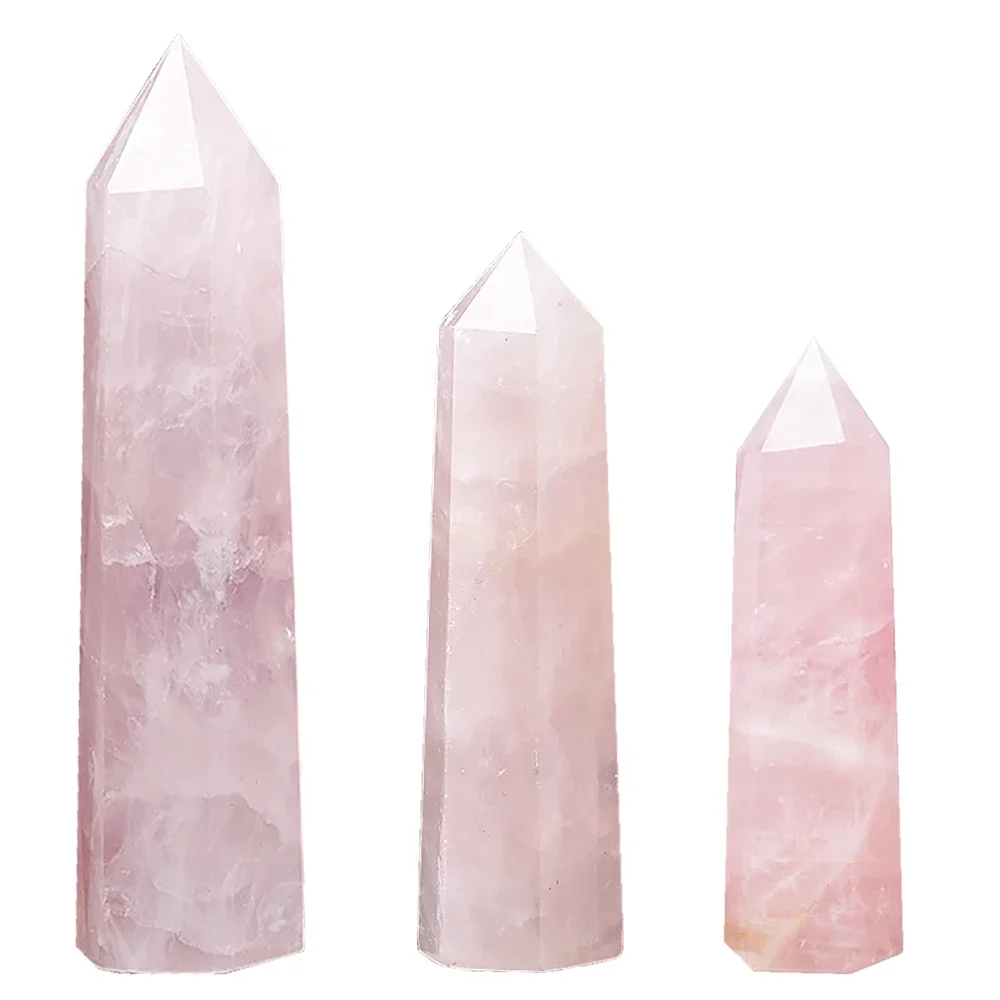 

1 шт., натуральный розовый кварц, хрустальная точка, розовая хрустальная колонна, полированный шестиугольный обелиск, украшения для комнаты, декоративные украшения для искусства и рукоделия