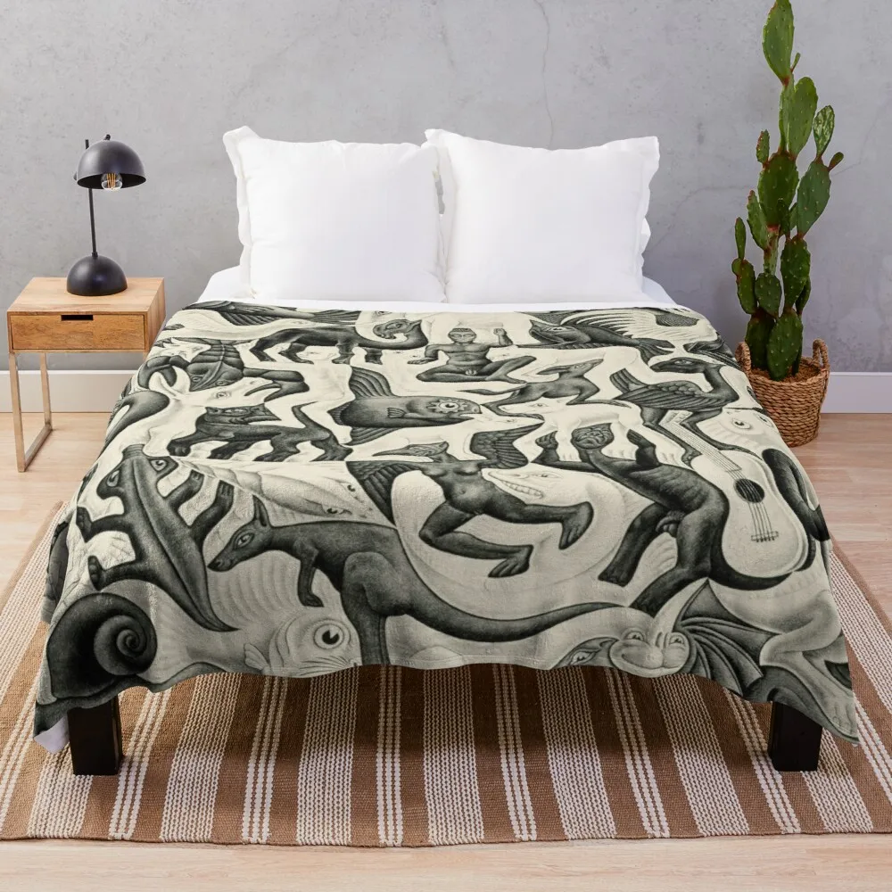 

Escher - Plane Filling II Throw Blanket Large knit plaid Throw Blanket for sofa thin extra large Throw Blanket