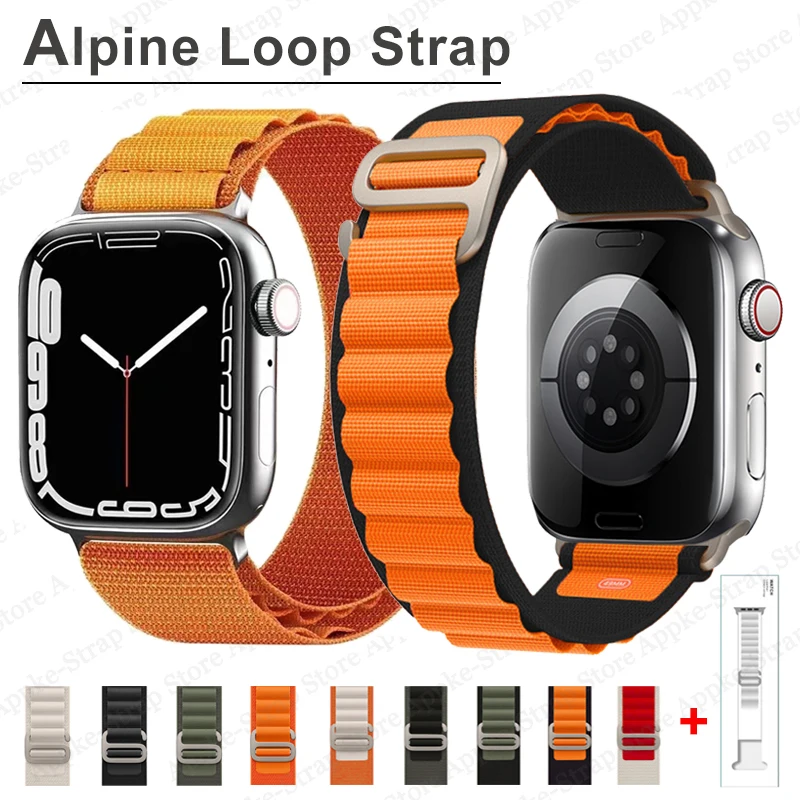 

Ремешок Alpine для apple watch band Ultra 8 49 мм 45 мм 41 мм 44 мм 40 мм, нейлоновый браслет для наручных часов iwatch series 3 5 SE 6 7