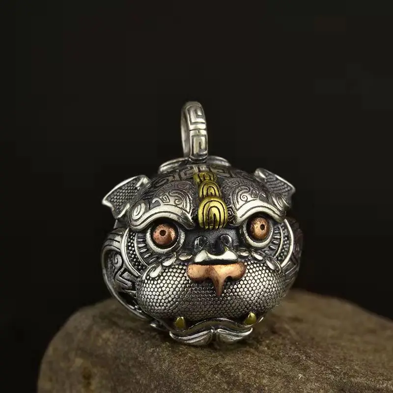 

New Tiger Head Bell Men and Women Retro Chinese Style Necklace Pendant Pendant Jewelry Accessories