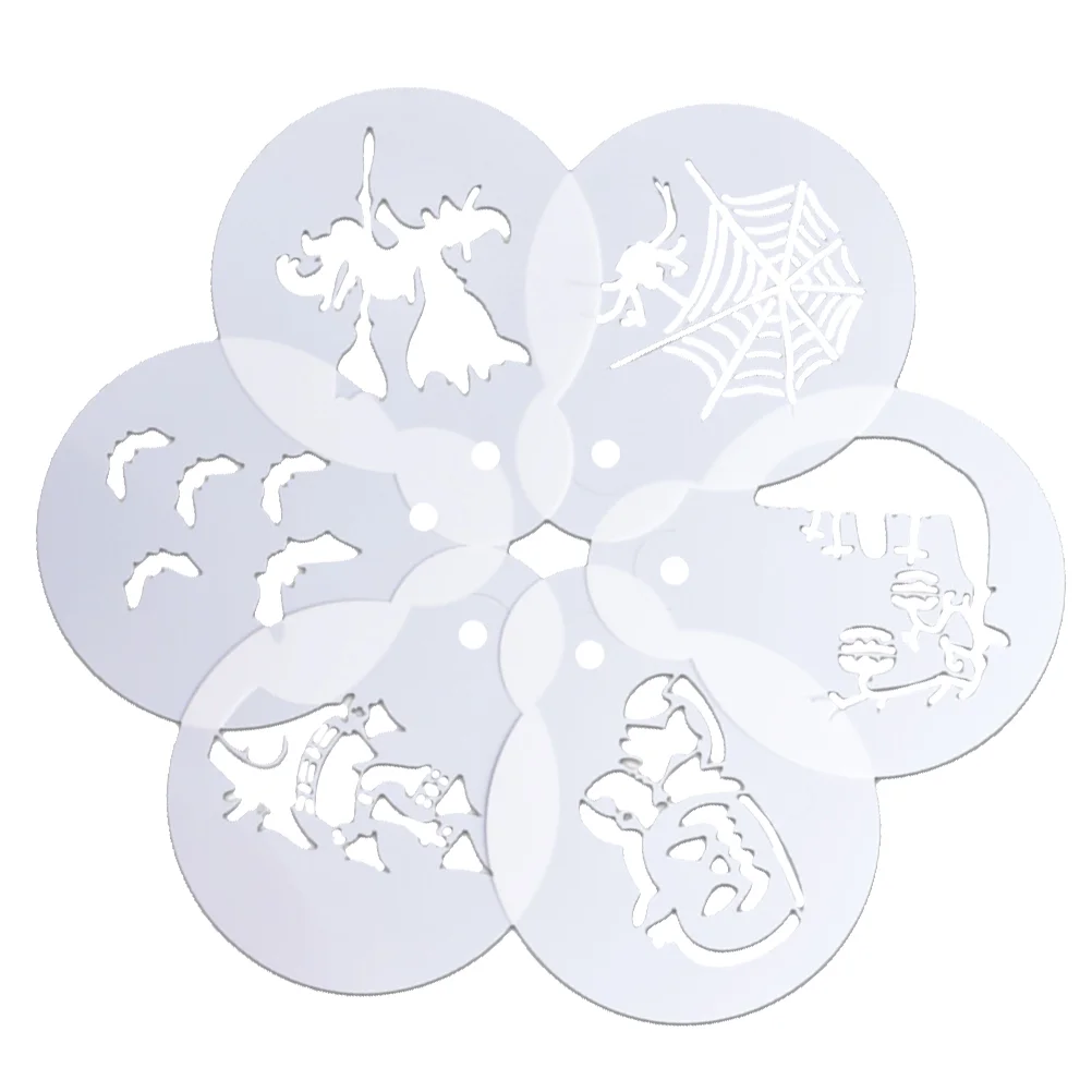 

6PCS Creative Portable Reusable Coffee Templates Barista Stencils Coffee Stencils for Coffee