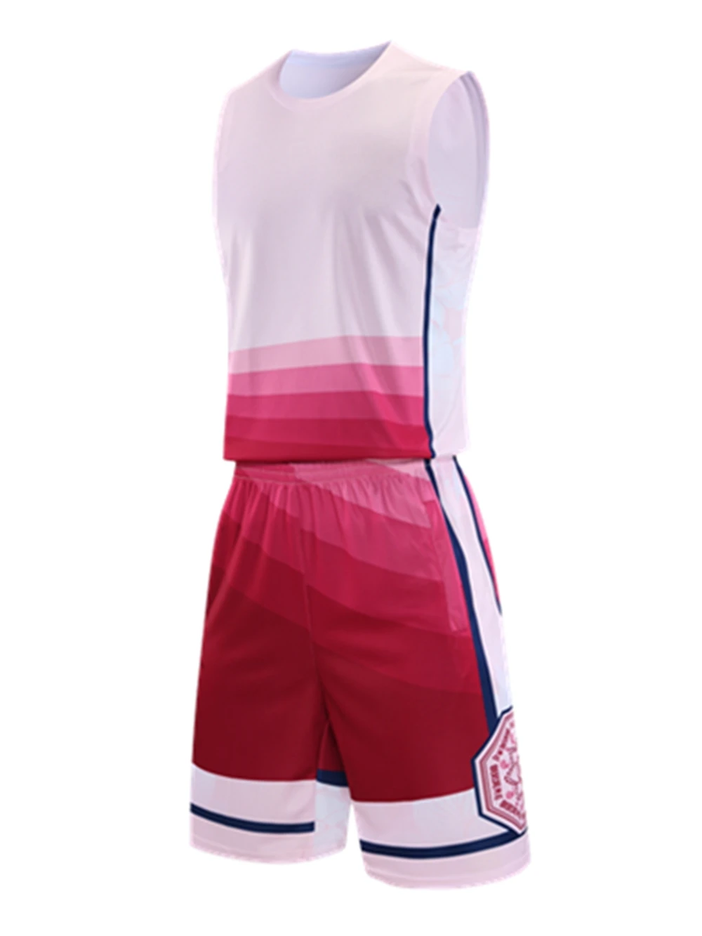 2023 Summer New Men Youth Sports Basketball Set Quick Dry Breathable Short Sleeve Shorts T-shirt University Basketball Team Kit