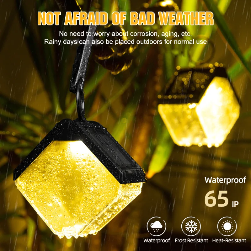 

6Pcs LED Solar Ice Brick Chandeliers Outdoors Waterproof Walled Courtyard Porch Garden Lights Tree Guardrail Pathway Lamps Decor