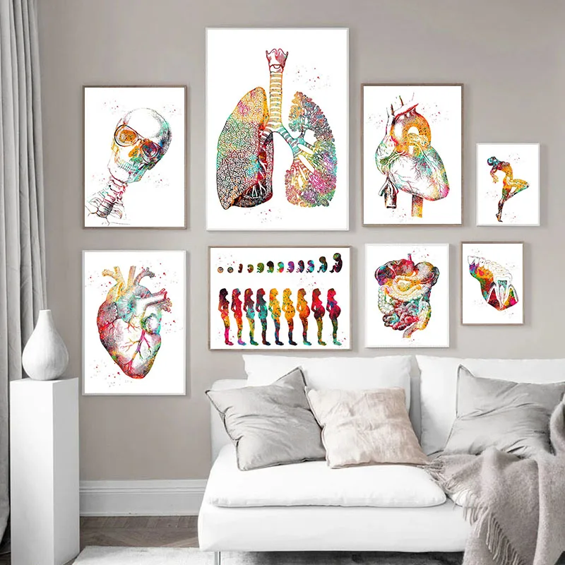 

Human Structure Heart Lungs and Bones Posters and Prints Medical Clinics Canvas Paintings Wall Art Medical Enthusiasts Gift