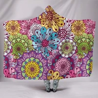 hooded blanket hippie love flowers colourful bright garden nature floral flower child hippie geometric retro