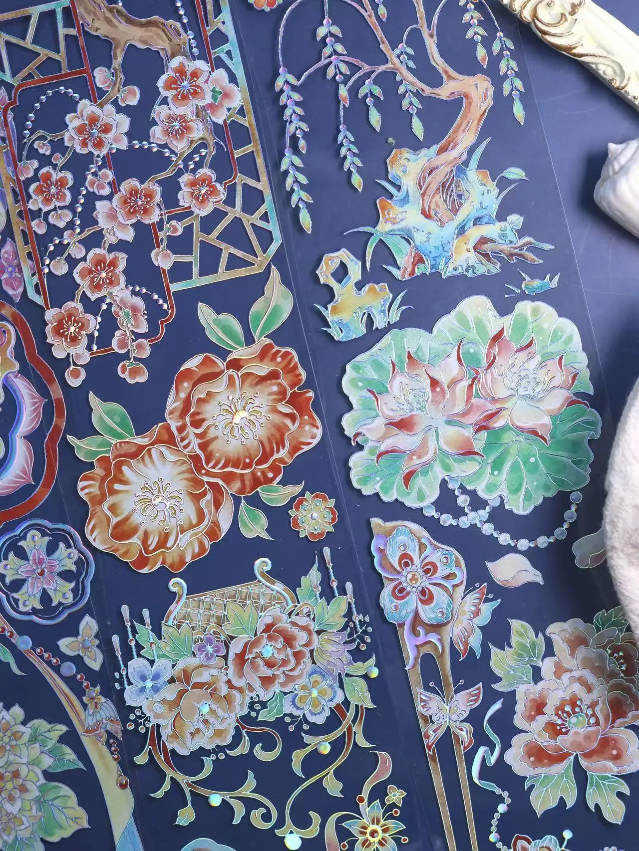 

Ancient Style The Aroma of Lotus Shiny PET Tape for Card Making DIY Scrapbooking Plan Decorative Sticker