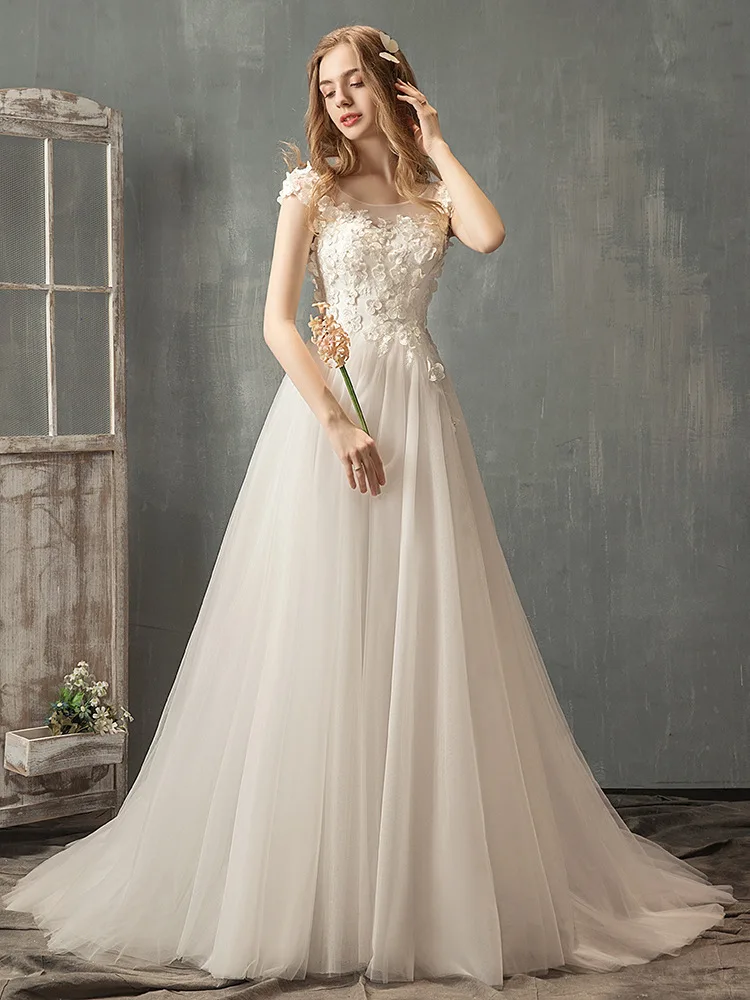 

Легкое свадебное светильник TIXLEAR, новинка 2022, платье невесты в стиле мори с французскими цветами, простое свадебное платье с хвостом для мал...
