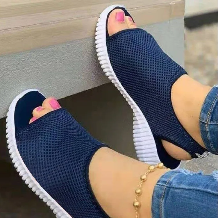 

Women Summer Shoes 2022 Mesh Fish Platform Sandals Women's Closed Toe Wedge Sandals Ladies Light Casual Shoes Zapatillas Muje