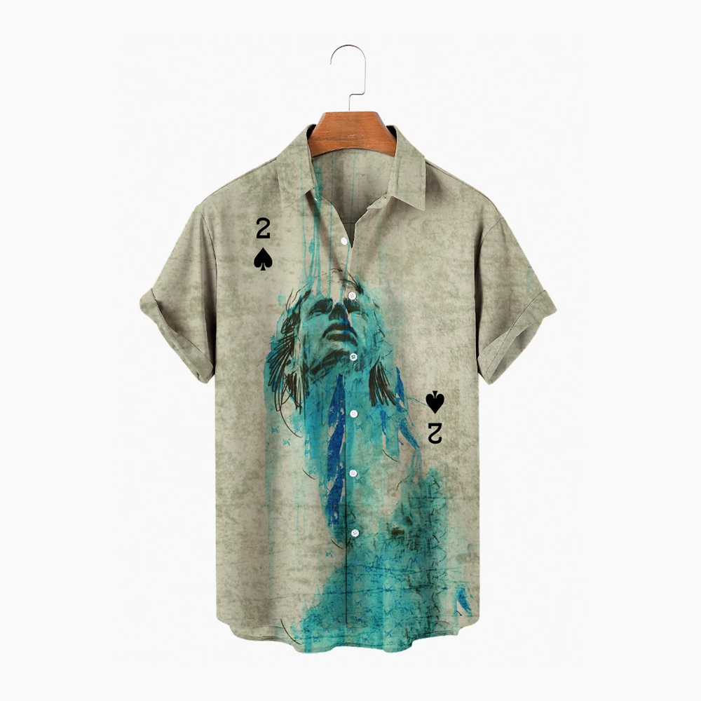 

2022 Men's Harajuku Shirts Hip Hop Playing Card Print Shirts Beach Holiday Summer Shirts Hawaiian Shirts Harajuku Kimono Tops