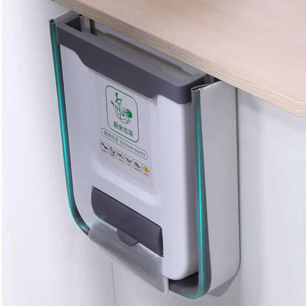 

Hanging Waste Basket Small Trash Bin Kitchen Garbage Can Organizer Compost Foldable Bins Plastic