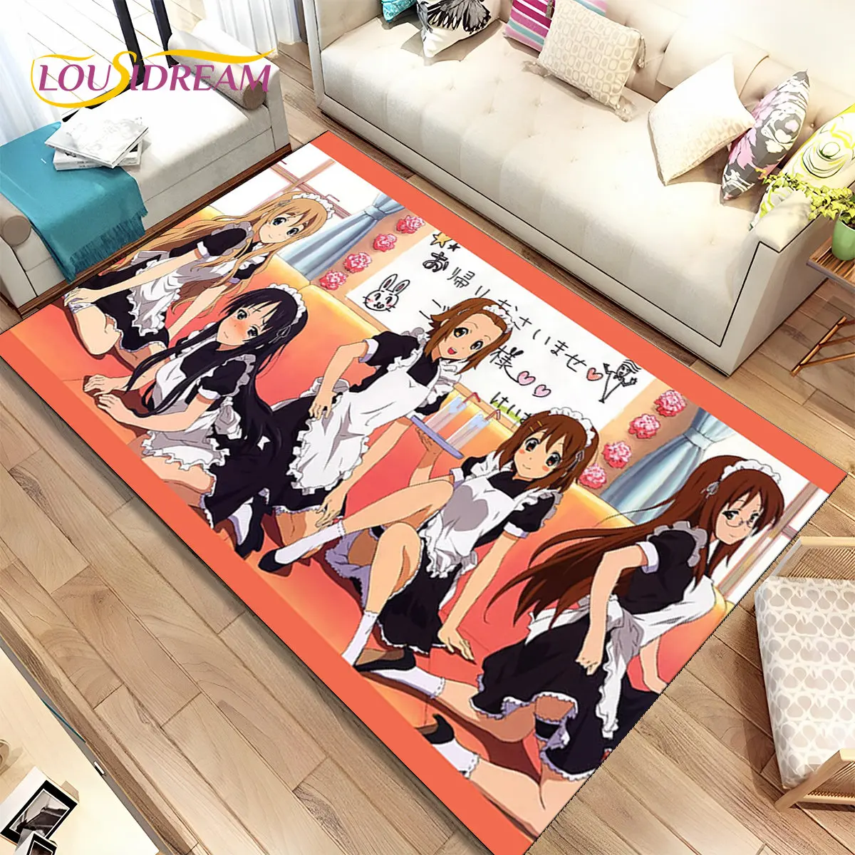 

K-ON Cartoon Cute Lolita Kawaii Girls Area Rug,Carpet Rug for Living Room Bedroom Sofa Doormat Decoration, Non-slip Floor Mat 3D