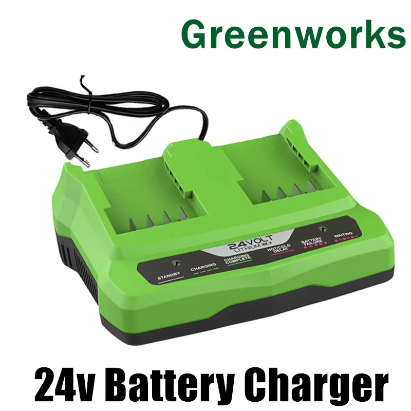 

Быстрое зарядное устройство с 2 портами, Сменное зарядное устройство, совместимое с литий-ионным аккумулятором Greenworks 24 В