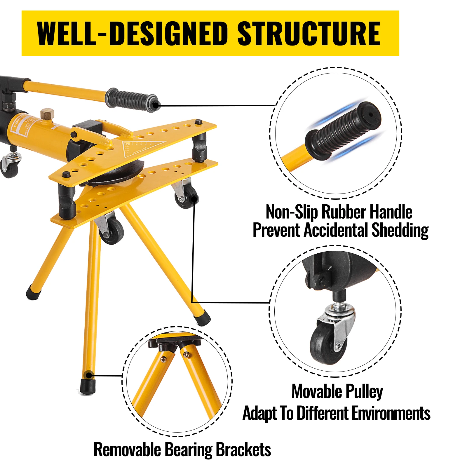 _ Встроенный ручной гидравлический трубогиб диаметром 13-34 мм с 6 насадками 10 тонн