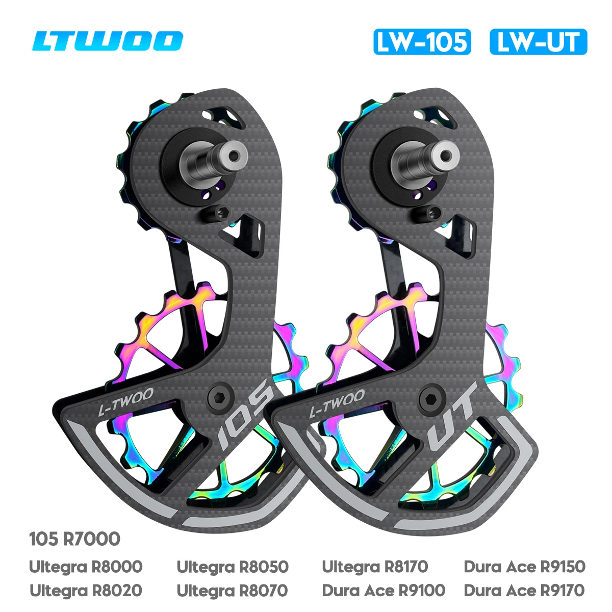 

LTWOO Bicycle Ceramic Bearing Carbon Fiber Pulley Wheel Set Rear Derailleurs Guide Wheel for 105/UT/Ultegra/DURA