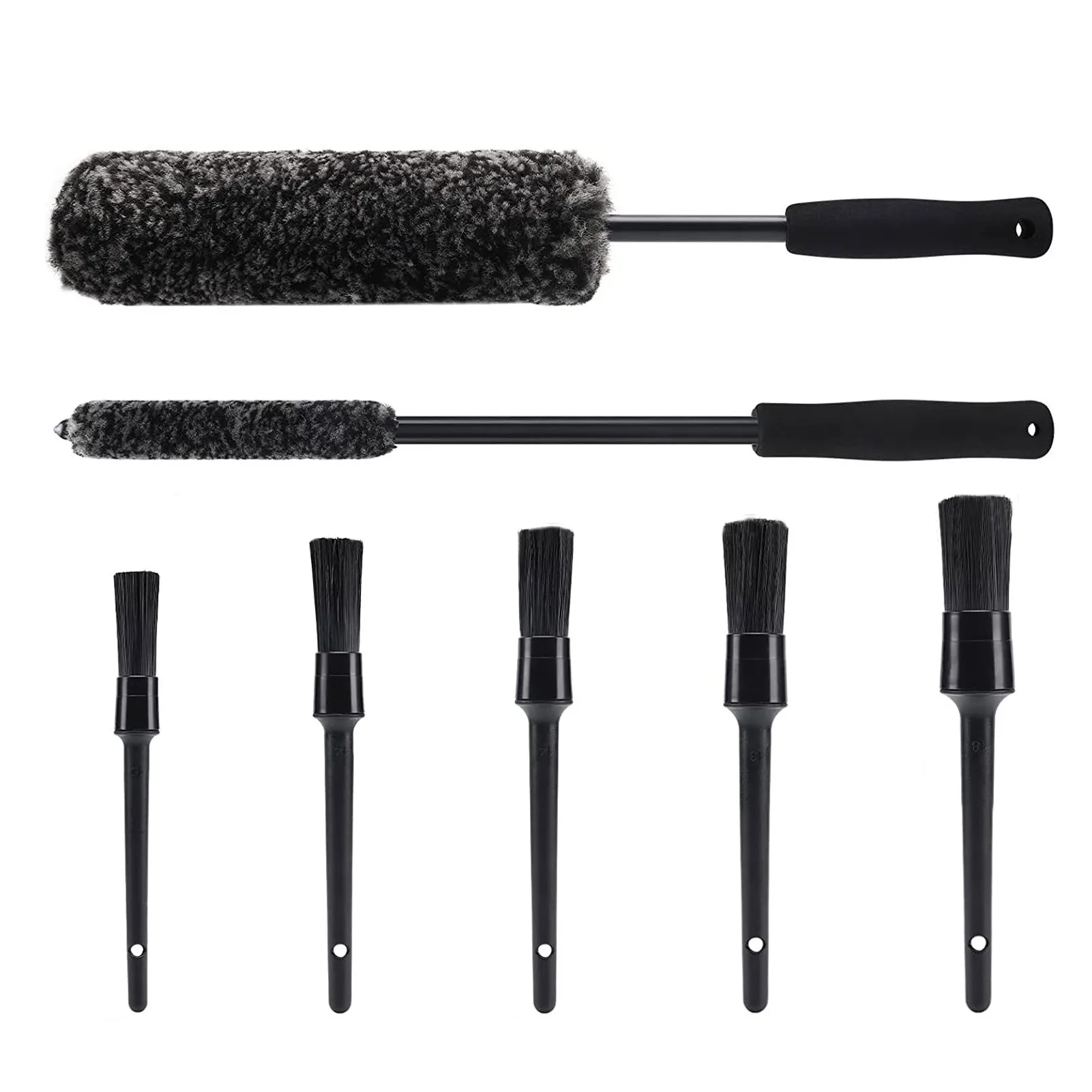 

7 Pcs Wheel Brushes For Cleaning Wheels 7Pcs Micro Fiber Wheel Wand Car Detailing Brush 2 Long Synthetic Wool Wheel Brush & 5