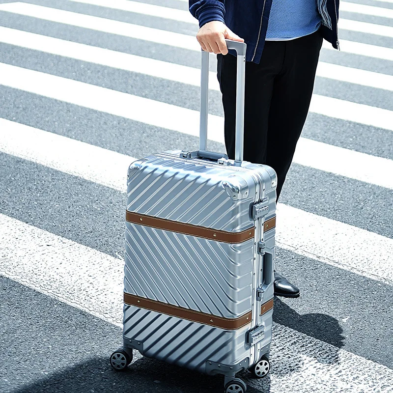 New Luggage Men's Aluminum Frame Universal Wheel Trolley Case Women's 20-Inch Boarding Bag Password Suitcase Male And Female