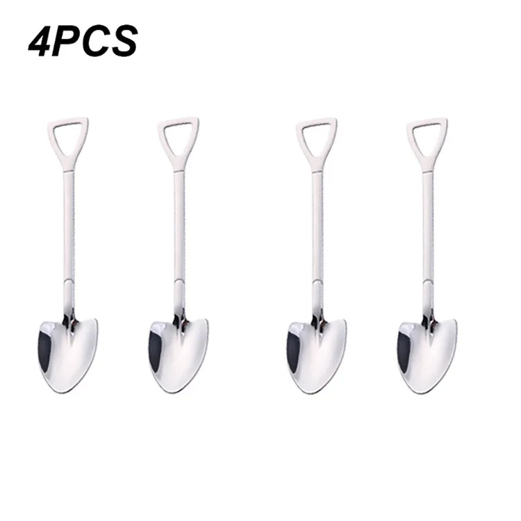 

4pcs Shovel Spoon Stainless Steel Tea Spoon Creative Coffee Spoon Ice Cream Dessert Spoon Tableware Tableware Spoon Set
