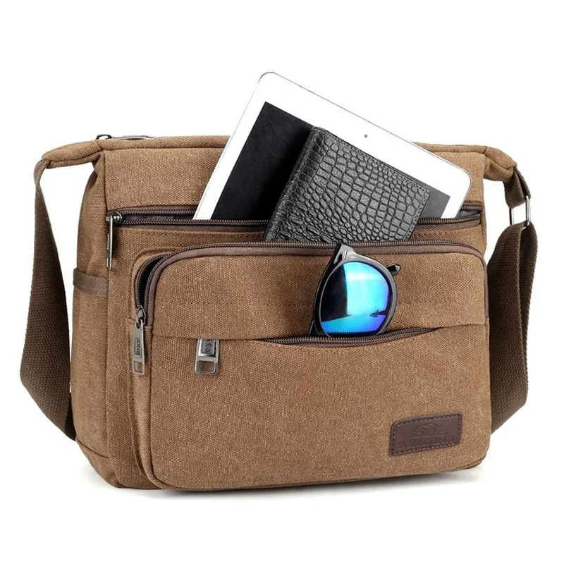 Мужская холщовая сумка через плечо