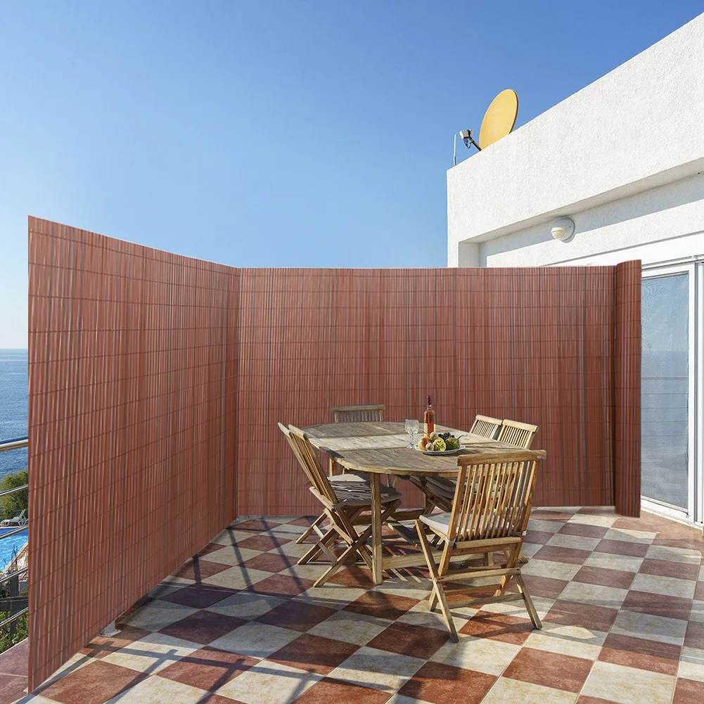 Коричневый ПВХ экран забора бамбуковый коврик рамка панель садовая стена защита