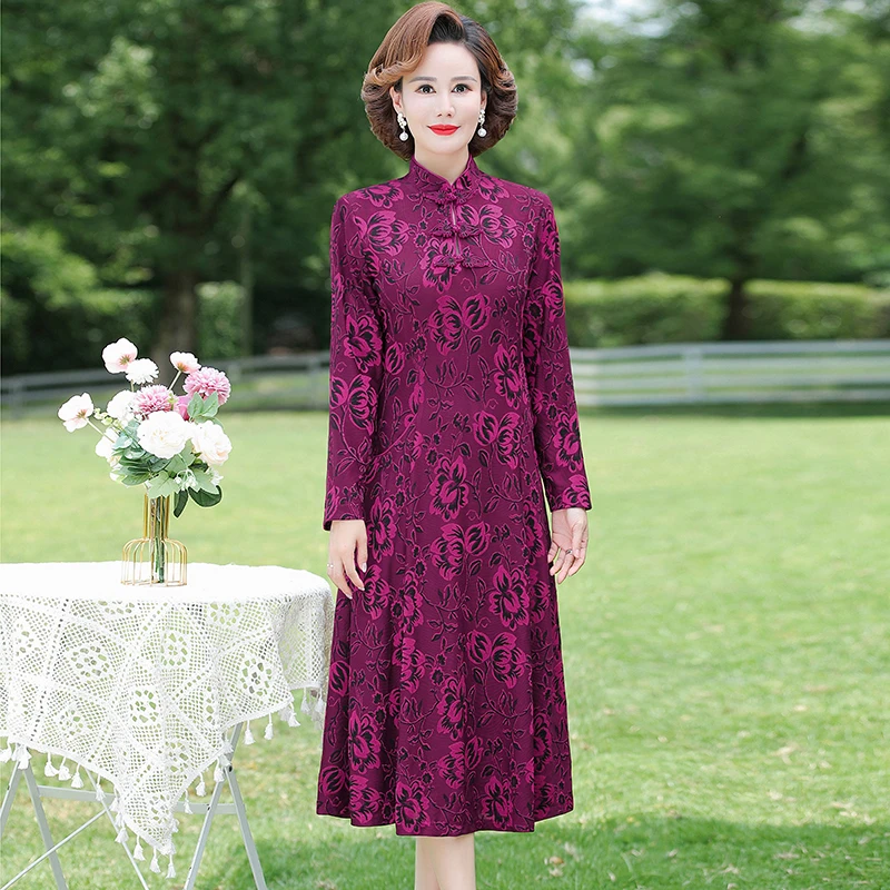 Женское платье-чипао из полиэстера и хлопка