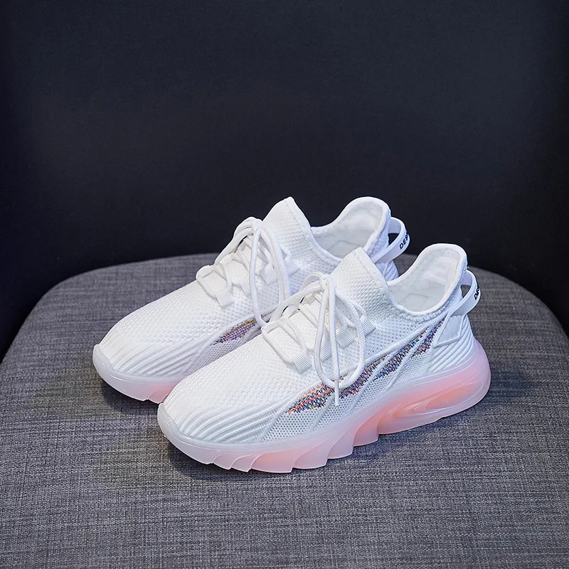 Plush flying woven women's shoes DesignColth Rubber Warm Breathable female Running shoes Lace-up Comfort Leisure Student shoes